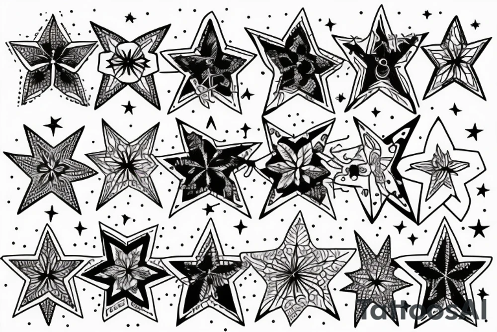 multiple stars, detailed creative tattoo idea