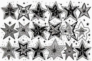 multiple stars, detailed creative tattoo idea