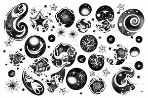 multiple sky stars, detailed creative tattoo idea