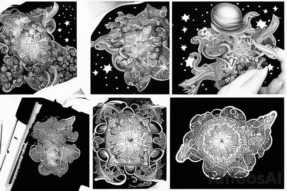 multiple sky stars, detailed creative tattoo idea