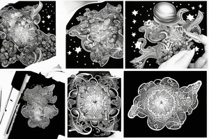 multiple sky stars, detailed creative tattoo idea
