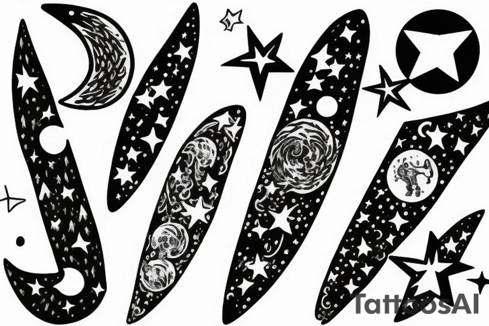 multiple sky stars, detailed creative tattoo idea multiple sky stars, detailed creative tattoo idea