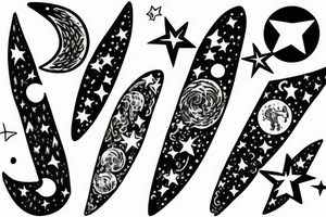 multiple sky stars, detailed creative tattoo idea