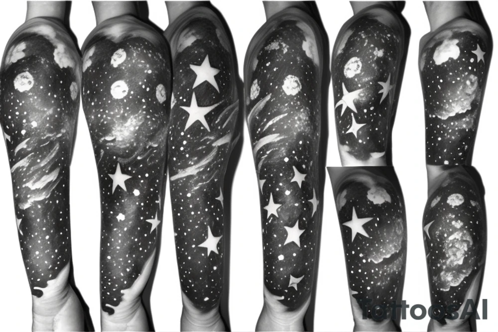 multiple sky stars, detailed creative tattoo idea multiple sky stars, detailed creative tattoo idea