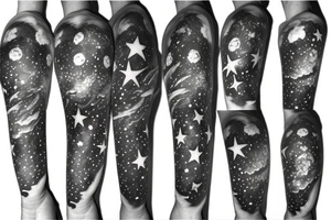 multiple sky stars, detailed creative tattoo idea