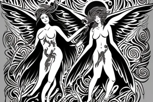 female nephilim ascending to heaven tattoo idea