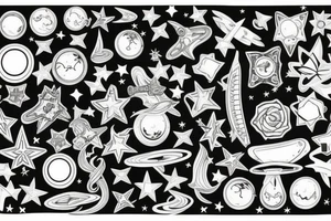 multiple sky stars, detailed creative tattoo idea