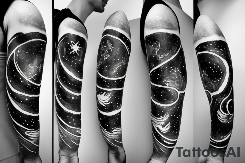 multiple sky stars, detailed creative tattoo idea