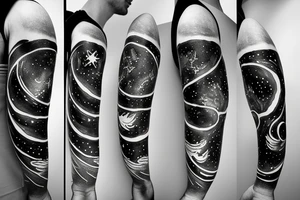 multiple sky stars, detailed creative tattoo idea