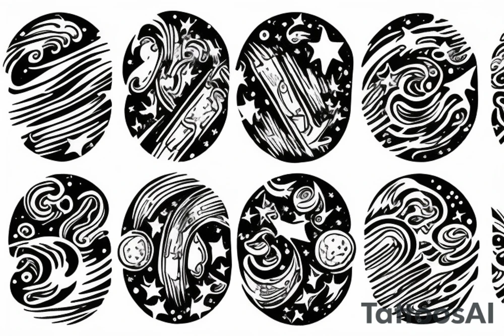 multiple sky stars, detailed creative tattoo idea