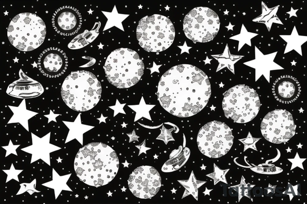 multiple sky stars, detailed creative, for girl tattoo idea multiple sky stars, detailed creative, for girl tattoo idea
