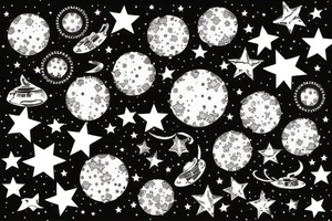multiple sky stars, detailed creative, for girl tattoo idea