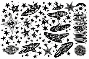 multiple sky stars, detailed creative, for girl neck tattoo tattoo idea
