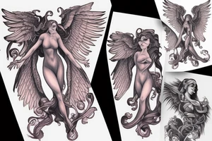 female nephilim ascending to heaven tattoo idea