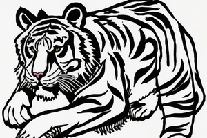 Tiger with bear in forest tattoo idea