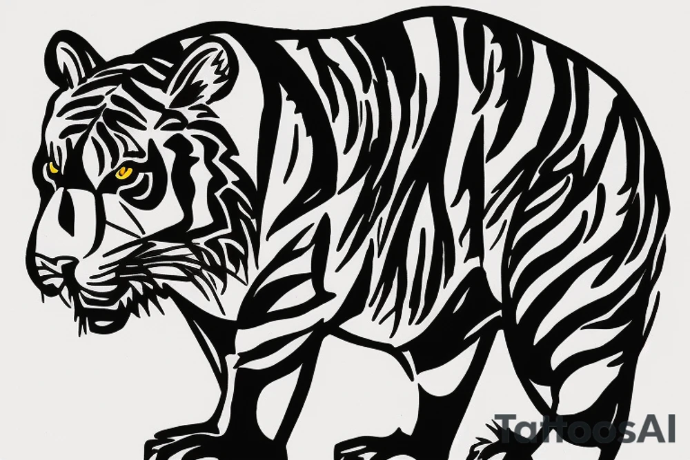 Tiger with bear in forest tattoo idea