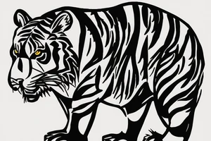 Tiger with bear in forest tattoo idea