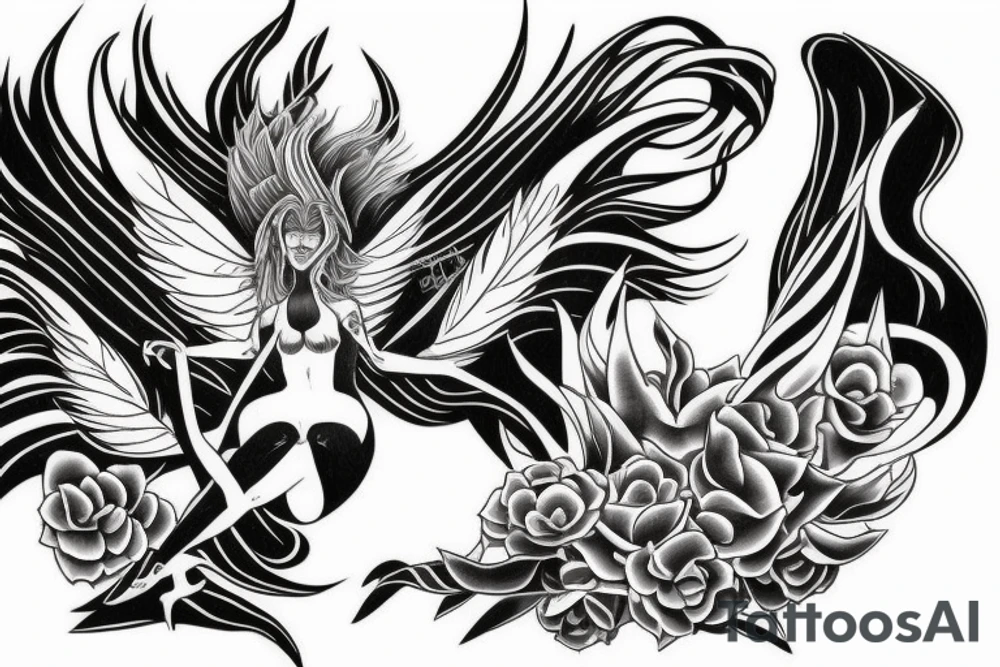 female nephilim descending to earth tattoo idea