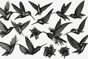 Hummingbird on rose tattoo idea
