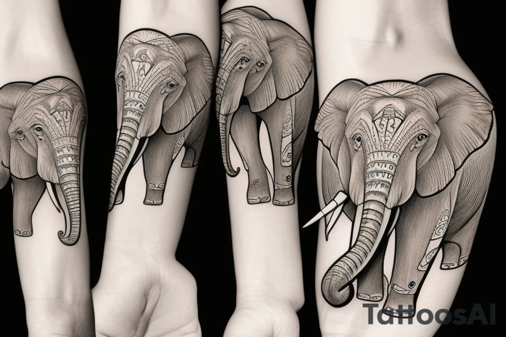 Elephant and heron tattoo idea