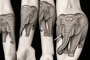 Elephant and heron tattoo idea