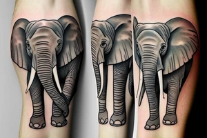 Elephant and heron tattoo idea