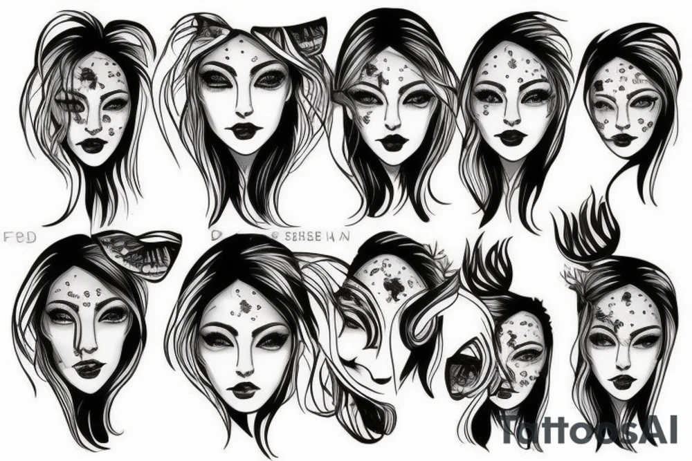 Hand tattoo woman’s face tattoo idea