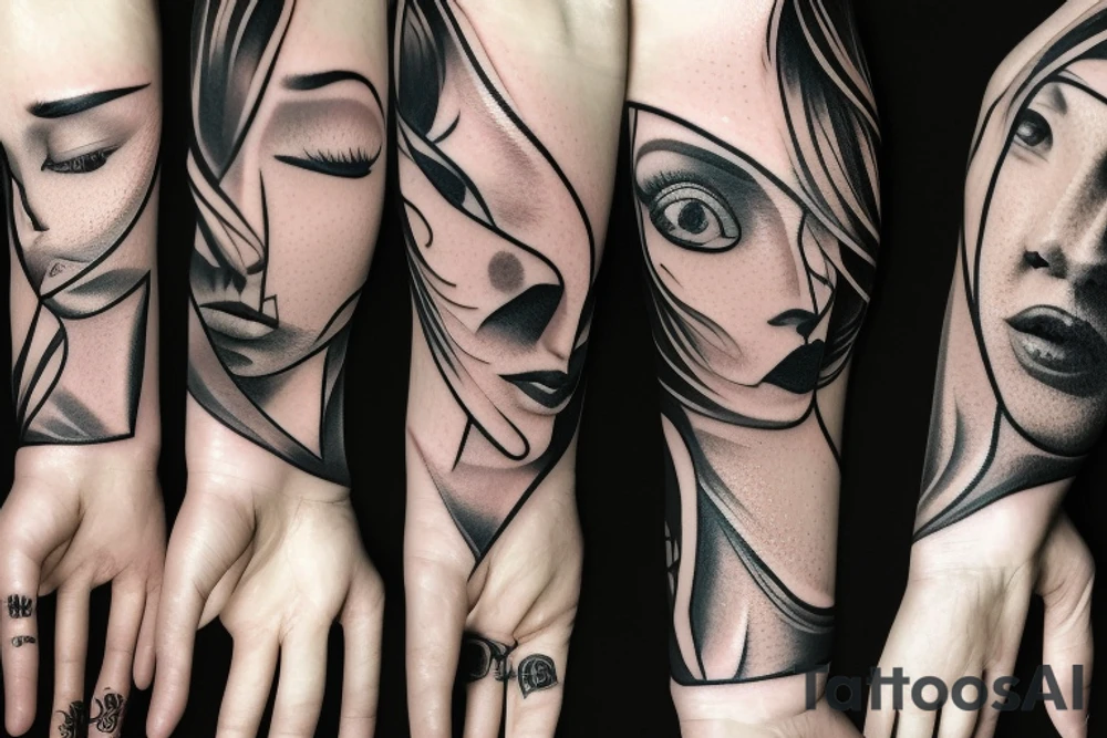 Hand tattoo woman’s face tattoo idea