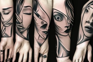 Hand tattoo woman’s face tattoo idea
