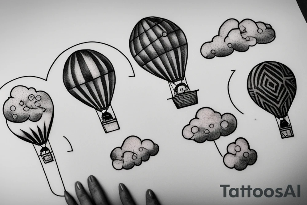 clouds, hot air ballon, journey tattoo idea