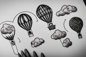 clouds, hot air ballon, journey tattoo idea