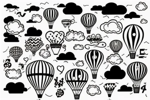 clouds, hot air ballon tattoo idea