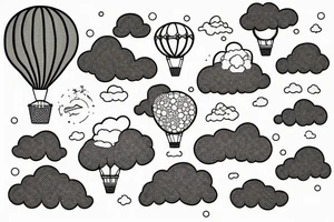 clouds, hot air ballon tattoo idea