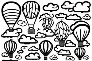 clouds, hot air ballon tattoo idea