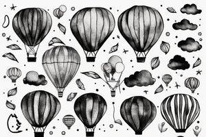 clouds, hot air ballon tattoo idea
