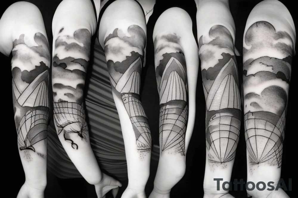 clouds, hot air ballon tattoo idea