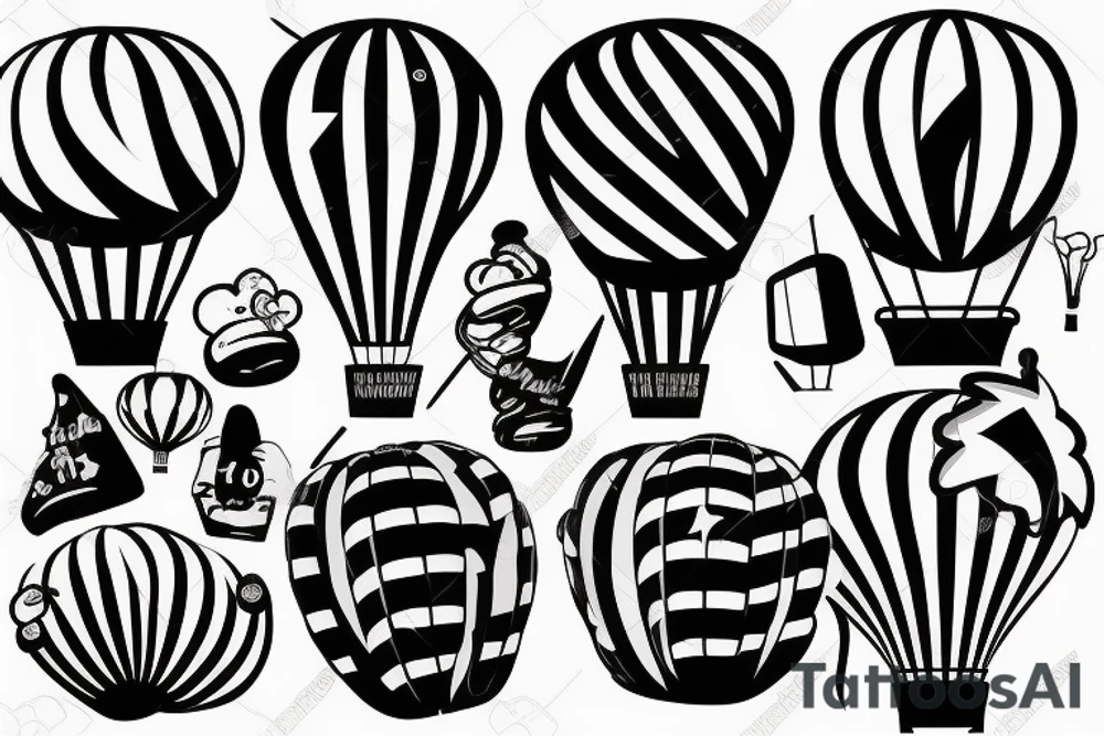 clouds, hot air ballon tattoo idea