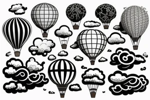 clouds, hot air ballon tattoo idea