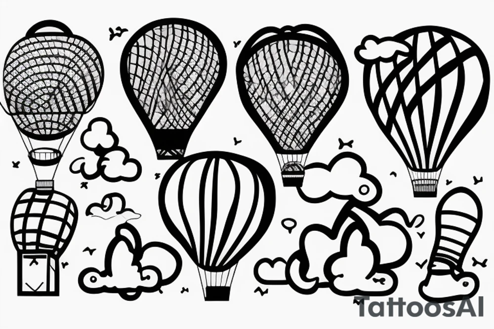 clouds, hot air ballon tattoo idea