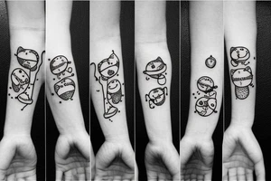 adipose cute 2 arms 2 legs small multiple tattoo idea