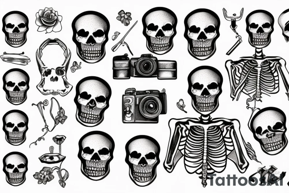 Skeleton holding a camera tattoo idea