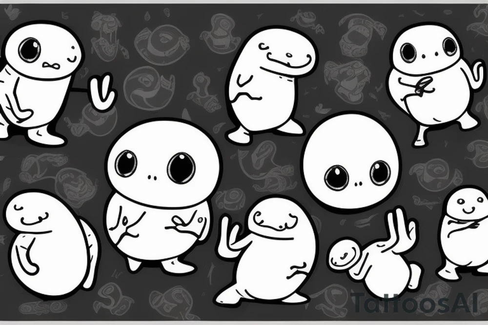 adipose cute creature with 2 arms 2 legs small multiples tattoo idea
