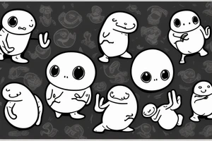 adipose cute creature with 2 arms 2 legs small multiples tattoo idea