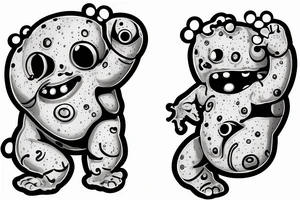 an adipose cute creature with 2 arms 2 legs small multiples tattoo idea