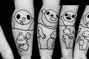 an adipose cute creature with 2 arms 2 legs small multiples tattoo idea