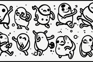 an adipose cute creature with 2 arms 2 legs small multiples tattoo idea