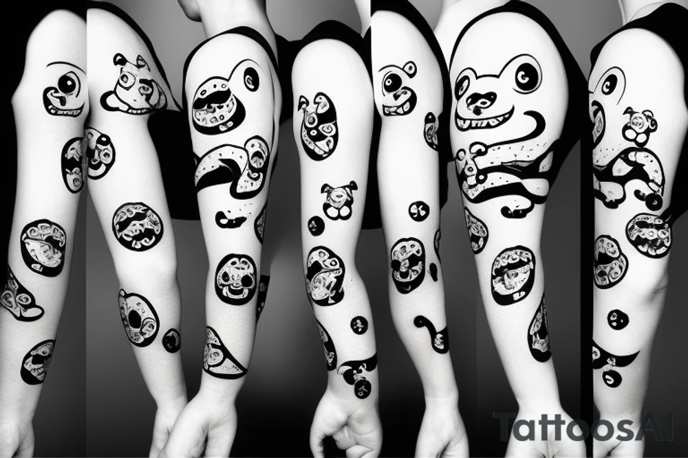 cute adipose creatures climbing down tattoo idea
