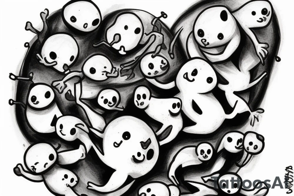 cute adipose creatures climbing down tattoo idea