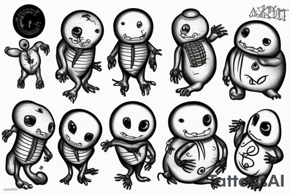 cute adipose creatures climbing down tattoo idea