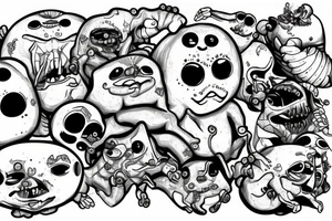 horrifying adipose creatures climbing down tattoo idea